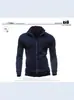 Nuevo Sudadera con Capucha Deportiva para Hombre con Cuello Alto y Cremallera Chaqueta con Capucha y Cremallera para Hombre Cárdigan de Color Sólido para Hombre Manga Larga