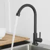 Torneira preta de água fria única para cozinha, bacia de lavar louça de aço inoxidável, lavatório, bacia de varanda, torneira de bacia, rotativa