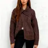 Suéter Cárdigan Grueso de Punto Trenzado con Cuello, Estilo Perezoso Tridimensional para Mujer, Nuevo Modelo Invierno 2026, Tejido Suave de Alta Gama