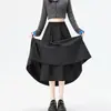 Falda de Capullo de Flor Hinchada para Mujer, Nuevo Estilo de Otoño, Falda Midi Acampanada de Línea A para Mujer Petite, Falda Media Plisada Irregular 10238