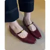 Em Estoque para Entrega Imediata~ Sapatos Mary Jane Retrô Femininos com Elevação Oculta de 3cm, Couro Genuíno Ultrassuave, Sapatos Baixos Estilo Francês com Bico Quadrado