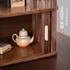 Estante de almacenamiento de escritorio de madera de nogal negro, madera maciza, móvil, estante multicapa, a prueba de polvo, estilo chino nuevo
