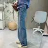 Jeans deslumbrantes estilo parisiense, de cintura alta, modeladores, sem elasticidade, de corte justo, perna reta, perna larga, para mulheres, perfeitos para o outono, com um design retrô