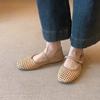 Sandálias Mary Jane Respiráveis com Trama Vazada Estilo Literário Francês para Mulheres com Bico Redondo Sapatos Casuais Planos