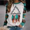 2024 Nuevo Otoño Suéter Casual Holgado de Cuello Redondo para Mujer Exportación Transfronteriza Retro Tribal Estampado Digital Mangas Largas