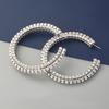 Brincos em formato de C com strass e liga de diamantes da série Super Flash Claw, brincos de diamantes completos para mulheres, brincos de noite exagerados europeus e americanos