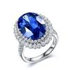 Simulação de temperamento high-end europeu e americano tanzanita azul escuro colorido gemstone anel de abertura grupo feminino conjunto anel de zircão