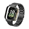 Adecuado para correa de Honor Watch 5, Pulsera sólida de tres eslabones de acero inoxidable con carcasa de metal, Correa para reloj Honor 5