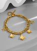 Pulsera Europea y Americana de Acero de Titanio con Doble Capa Chapada en Oro de 18K para Mujer con Diseño Nicho, Pulsera con Colgante de Mariposa de Estilo Hip-Hop Moderno y Personalizado
