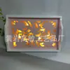 Bandeja de Luz LED Calada con Patrón de Madera Decoración Diaria para el Hogar Mano de Obra Almacenamiento