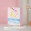 Bolsa de Papel Kraft para Té de Leche Bolsa Tote con Diseño de Flores Bolsa de Regalo de Cumpleaños con Logo Impreso a Color Bolsa Tote de Papel