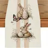 Camino de mesa popular transfronterizo de Pascua con estampados de conejos y huevos para decoración de restaurante y ambiente festivo - Bandera de mantel