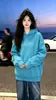 Sudadera con capucha de color liso de manga larga, moderna y única, estilo coreano para mujer, nuevo top casual versátil de corte holgado para otoño e invierno