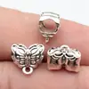 11X11X7.5Mm 1.3g Plata Antigua Doble Cara Mariposa Perforada Cuentas con Cabeza para Colgar para Accesorios de Bricolaje