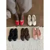 Temporada del Primer Encuentro: Zapatos de Ballet Dulces Estilo Girly para Mujer con Lazo y Volantes, Zapatos Individuales Planos de Suela Suave, Zapatos Rollo de Huevo