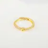 Anillo de apertura ajustable de cobre con incrustaciones de circonita, 26 letras del alfabeto inglés, joyería de moda de alto nivel y temperamento, para cruzar fronteras