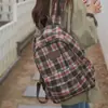 Mochila Ins Grande Capacidade Estilo Japonês, Mochila Escolar Xadrez Vintage, Mochila Versátil Versão Coreana para Universitários
