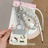 Personaje de Dibujos Animados Lindo Femenino Rosa Hello Kitty Cadena para Teléfono con Cuentas Llavero con Colgante My Melody de Moda