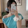 Goma para el pelo scrunchie blanca con lunares estilo coreano para mujer, Lazo para moño estilo perezoso, Accesorio para el pelo grande y elegante