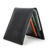 Billetera horizontal plegable doble de piel de vaca de primera capa Ángel Negro tarjetero botón magnético fuerte casual ultradelgada billetera para hombre
