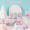Caixa Colorida Macaron Ursinho Fofo Porta-Bilhete Alfinete de Fixação Material de Escritório Clip de Papel Clip de Encadernação Conjunto Atacado