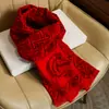 Bufanda Roja Imitación Cachemir para Mujeres de Mediana Edad y Mayores, para Hombres y Mujeres, Invierno Rojo Brillante Rojo Chino Año del Caballo del Zodiaco