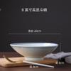 Jingdezhen Tigela de Cerâmica Estilo Japonês Bouga Ramen Tigela de Sopa Chifre Pintada à Mão Azul e Branco Borda Dupla Tigela Pé Alto Engrossado