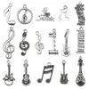 Mezcla de 16 Tipos de Símbolos Musicales Antiguos de Plata Instrumento Teclado Erhu Guitarra Pipa Colgante de Aleación de Zinc Accesorios para Joyería DIY