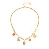 [Ice Meng] collar de piedra ojo de gato amor cadena de clavícula de acero inoxidable collar de ojo de personalidad europeo y americano N124