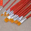 Palo Rojo Nylon Pincel para Pintura al Óleo Cabeza Plana Pincel para Gouache de Estudiante Pincel para Acuarela Acrílico Juego de Pinceles de Arte de Madera