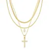 Amazon Transfronterizo Nuevo Collar con 26 Letras Iniciales Moda Colgante de Cruz Personalizado Collar Multicapa Joyería para Mujer
