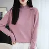 Nuevo Suéter de Punto de Lana para Mujer 2026 con Cuello de Encaje, Cuello Semi Alto, Manga Larga, Corte Holgado, para Otoño e Invierno