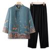 Camisa de primavera e verão da avó para meia-idade e idosos, roupas femininas finas de manga comprida para mães, camisa solta de primavera e verão para idosos
