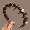 Faixa de Cabeça Floral Dentada Doce para Mulheres, Uso Diário ao Ar Livre, Faixa de Cabelo com Fita Superior de Caveira Alta, Prendedor de Cabelo Integrado, Acessório de Cabelo