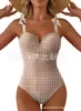 2026 Nuevo Traje de Baño Enterizo de Mujer para Amazon, Traje de Baño con Control de Abdomen, Cuello en V con Amarre, Fruncido en los Hombros, Traje de Baño de Cobertura Total