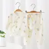 Conjunto de Ropa de Otoño para Bebé y Pantalones Largos Tipo Algodón Puro Ropa Interior para Recién Nacidos Abierto de Velcro Traje de Monje para Bebé Conjunto de Dos Piezas