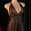 Comércio Exterior Mais Vendido Estilo Francês Renda Pura Desejo Transparente com Decote Halter e Costas Profundamente Abertas, Lingerie Sexy Curta de Renda 712