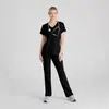 Novo Lançamento de Cor: Tops Esfoliantes Elásticos de Secagem Rápida em Tamanhos Grandes, Uniformes para Médicos e Enfermeiros, Conjuntos de Cor Sólida, Leves, Casuais e Confortáveis