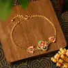 Pulsera Retro Colorida Estilo Chino Original con Goteo de Aceite Mariposa Dopamina Flor de Amor para Mujer Joyería de Moda Versátil de Alta Gama