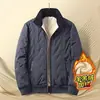 Abrigo de invierno para hombre con forro polar, a prueba de viento, chaqueta gruesa de algodón de lana de cordero, corte holgado, talla grande, cuello alto, abrigo de algodón cálido