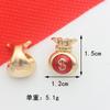 Miçangas de liga banhadas a ouro com padrão Guofeng Gongxi Fa Cai Xiangyun Nafu Acessórios para joias DIY Material para cordão de cabeça pulseira