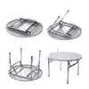 Mesa Dobrável de Aço Inoxidável Espessado para Uso Comercial e Doméstico, Mesa Redonda para Churrasco, Barraca de Feira Noturna, Banquete, Mesa de Jantar de Restaurante