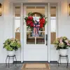 Corona de Día de la Independencia Americana para Colgar en la Puerta de Amazon Transfronterizo con Flores Artificiales y Lazo, Corona de Hortensia de Tela para el Día de la Independencia