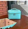 Bolsa de maquiagem estilo Ins, camada superior de couro bovino com padrão de crocodilo, couro genuíno, portátil para viagens de negócios e viagens, bolsa de armazenamento para cosméticos e joias
