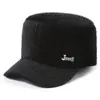 Chapéu de Inverno Masculino Estilo Dad Hat Proteção Contra Frio Proteção para as Orelhas Chapéu de Aba Reta para Meia-Idade e Idosos Vovô Homem Velho Chapéu de Algodão Espesso Quente com Aveludado