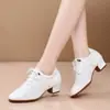 Novo Estilo Sapatos de Dança Quadrada de Salão Femininos de Salto Alto Sola Macia Branco Sapatos de Dança de Verão
