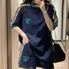 Conjunto Deportivo Azul de Moda Coreana de Verano 2026 para Mujer, Atuendo Casual Elegante de Dos Piezas Holgado Talla Extra Adelgazante