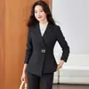 Venta al por mayor transfronteriza de ropa profesional blanca de alta gama, nuevo conjunto de chaqueta blazer de manga larga para otoño e invierno con cuello de solapa pequeño y pantalones para mujer
