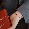 Nuevo Pulsera de Cuerda Roja Trenzada Hecha a Mano Estilo Chino con Lapislázuli y Cinabrio, Lujo Ligero, Nicho, Gama Alta, Joyería Simple y Versátil