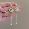 Nuevos Pendientes de Hoja de Bambú y Flor de Cuatro Hojas de Estilo Chino Simple, Pendientes Hanfu Antiguos Versátiles, Pendientes de Moda Nacional con Sentido del Diseño